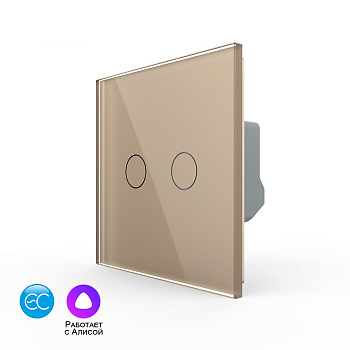 Двухклавишный умный сенсорный выключатель EC, 1 пост, цвет золотой Livolo