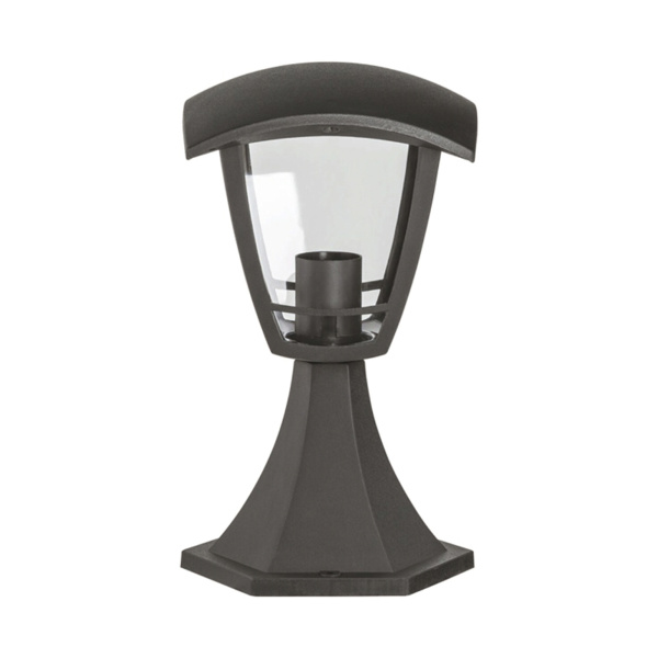 11-157 Светильник садово-парковый, столб малый, «Валенсия», Е27х60Вт, 4-х гранный, пластик, серый, прозрачный поликарбонат, 164х169х290мм, APEYRON