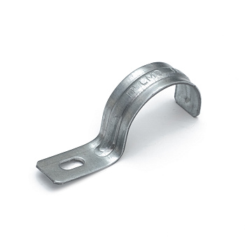 Скоба металлическая однолапковая усиленная противопожарная СМОУ d31-32 мм (50 шт/уп) Промрукав