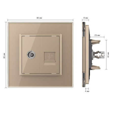 Розетка ТВ/КОМП RJ-45 Золотая Livolo