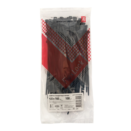 Хомут P6,6 стандартный (ч), 4,6x160 (100шт) FlexLock PROxima EKF