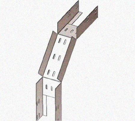 Лоток перфорированный КС 150х150-90 УХЛ1 для поворота трассы вниз на 90, горячее цинкование S1,5