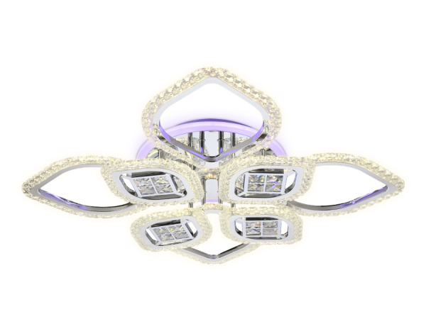 Потолочный светодиодный светильник с пультом FA283/4+4 CH хром 147W 750*750*120 (ПДУ РАДИО 2.4G) Ambrella Light