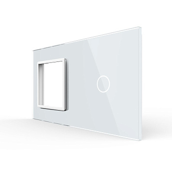Панель для розетки и сенсорного выключателя, 1 клавиша, цвет белый, стекло Livolo
