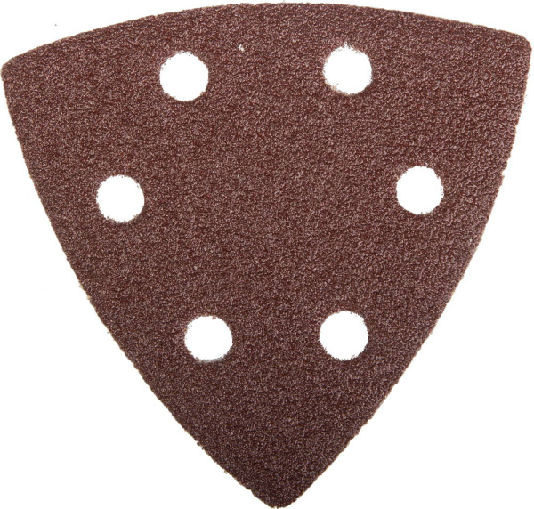 Треугольник шлифовальный "Мастер" универсальный на велкро основе, 6 отверстий, Р80, 93х93х93мм, 5шт ЗУБР