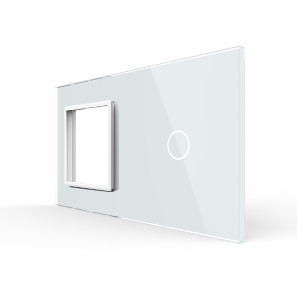 Панель для розетки и сенсорного выключателя, 1 клавиша, цвет белый, стекло Livolo
