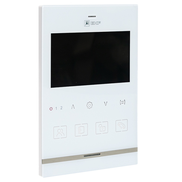 Видеодомофон IPV-01 бел, 4''TFT 4пр, 2 канала IP20 EKF