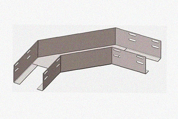Лоток угловой перфорированный КГ 200х80-90 УТ1,5 поворот на 90, оцинкованный лист S1,0