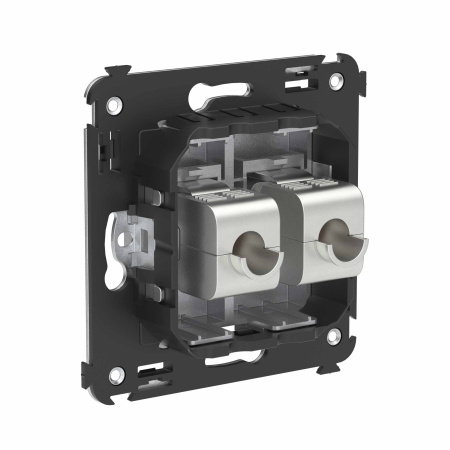 Компьютерная розетка RJ-45 без шторки в стену, кат.6 двойная экранированная, "Avanti", "Закаленная сталь" DKC