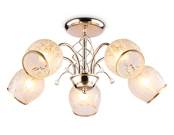 Подвесная люстра TR3189/5 GD/CL/FR золото/прозрачный/белый матовый E27/5 max 40W D600*285 Ambrella Light