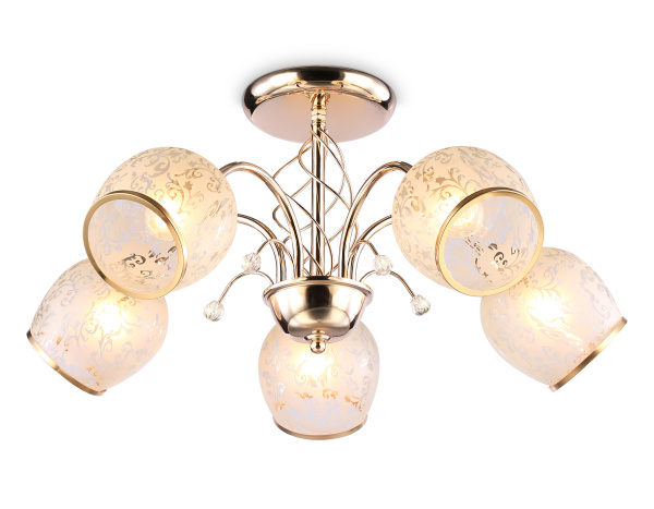 Подвесная люстра TR3189/5 GD/CL/FR золото/прозрачный/белый матовый E27/5 max 40W D600*285 Ambrella Light