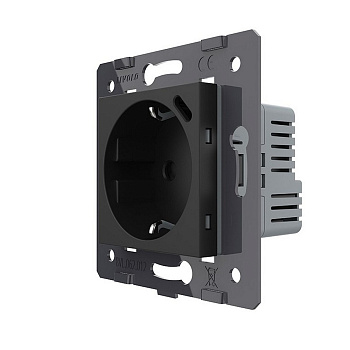 Розетка с з/з с защитными шторками 16A + USB type C с блоком питания 18W, цвет черный (мех.) Livolo