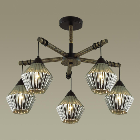 Люстра потолочная E27 5*60W 220V JUSTINE черный,дерево LUMION