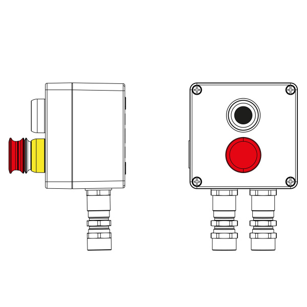 Взрывозащ. пост упр. из алюминия CPE-A-12-(1xP1B(11)-1xP3E(11))-2xKA2MHK(C)1Ex d e IIC Т5 Gb / Ex tb IIIC T95°C Db IP66 DKC