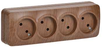 Розетка четырехместная ОУ РС24-2-ХД без з/з 10А GLORY дуб IEK Розетка четырехместная ОУ РС24-2-ХД без з/з 10А GLORY дуб IEK