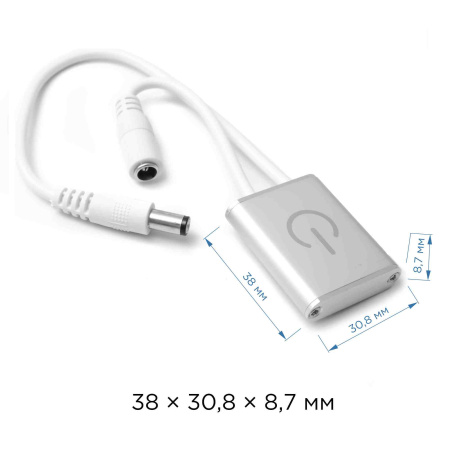 04-05 Выключатель сенсорный с диммером, 12В/24В, 36Вт/72Вт, 3А, вход.кабель 100 мм, выход.200мм, размеры 30.8х8.7х38мм Apeyron