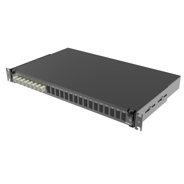 Оптическая полка выдвижная 1U с адатерами 8 х duplex LC ОМ2 в комплекте с лицевой панелью, пигтейлами, сплайс-кассет(ой/ами) и гильзами КДЗС DKC