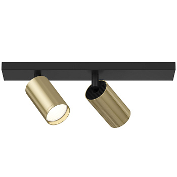 Потолочный светильник 2*GU10 10Вт Черный с Золотом IP20 FOCUS S C051CL-02BG Technical