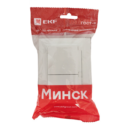 Минск Розетка 2-местная СП с/з с крышкой 16А белая с защ, штор, IP44 EKF