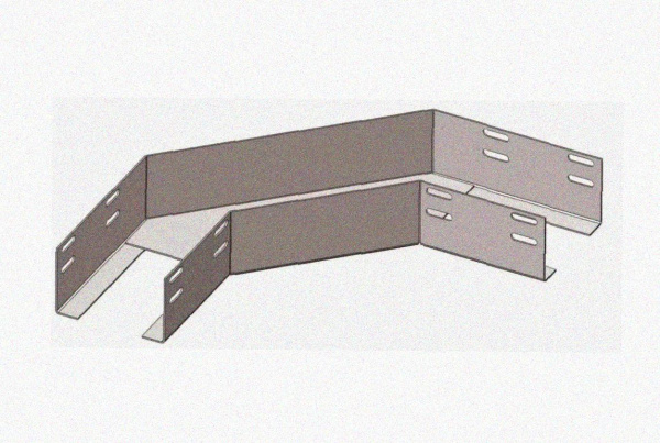 Лоток угловой перфорированный КГ 100х50-90 УХЛ1 поворот на 90, горячее цинкование, S1,0