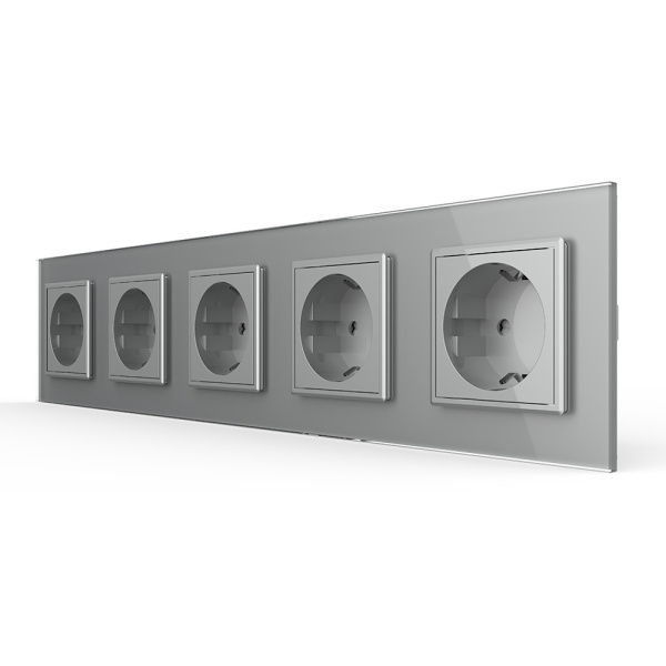 Розетка 5 модулей Серая Livolo