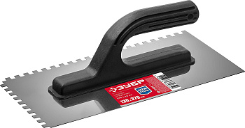 Мастер 130х270 мм, 6х6 мм, гладилка штукатурная зубчатая нержавеющая с пластиковой ручкой ЗУБР