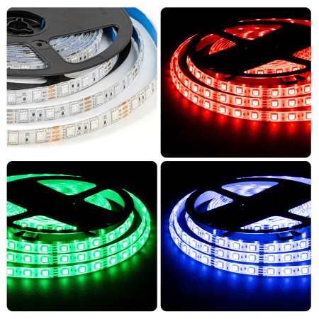 LSE-276 Светодиодная лента 12В, 14,4Вт/м, RGB, smd5050, 60д/м, IP65, ширина подложки 10мм, 5м OGM