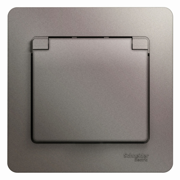 GLOSSA  Розетка СУ 1-м с з/з. со шторк., с крыш., в сборе 16А платина IP20 Schneider Electric