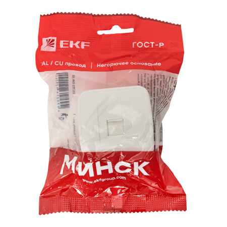 Минск Розетка Phone 1-местная ОП белая Basic EKF