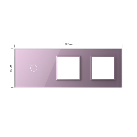 Панель для сенсорного выключателя и двух розеток, 1 клавиша, цвет розовый, стекло Livolo