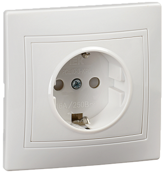 KVARTA Розетка одноместная РСш10-3-КРБ с з/з с защитными шторками 16А PC белый IEK