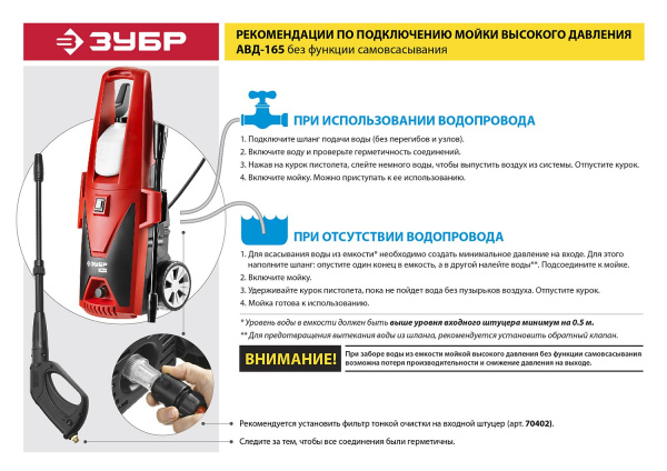 Мойка высокого давления 165 Атм, 2400 Вт, М-165 ЗУБР