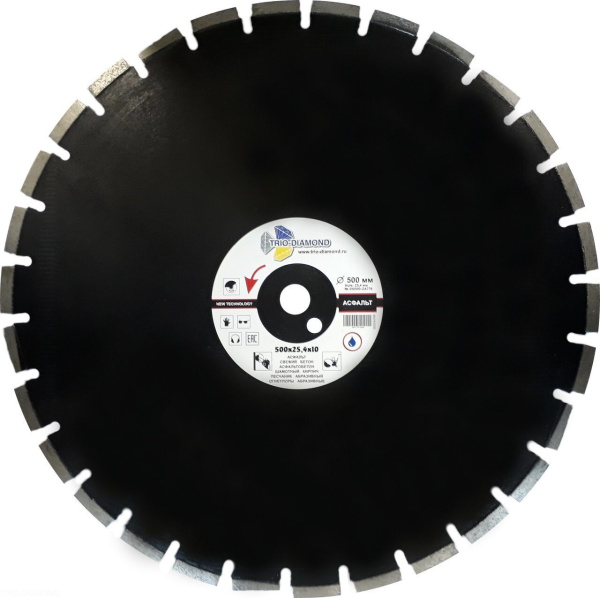 Диск алмазный отрезной 500*25,4*12 Асфальт Серебряная пайка GA776 Trio-Diamond