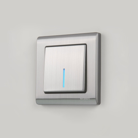 Встраиваемые механизмы Выключатель СУ 1 кл. с подсветкой 10А глянцевый никель IP20 Werkel