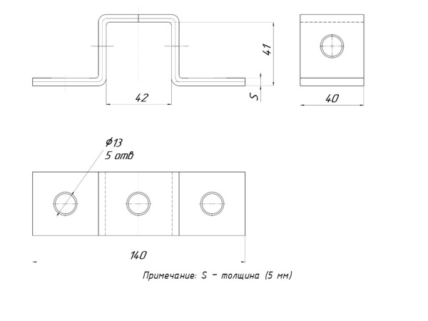 STRUT-пластина П-образная 5 отверстий HDZ EKF
