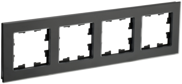 BRITE Рамка 4-мест. РУ-4-2-Бр стекло черн. матовый IEK