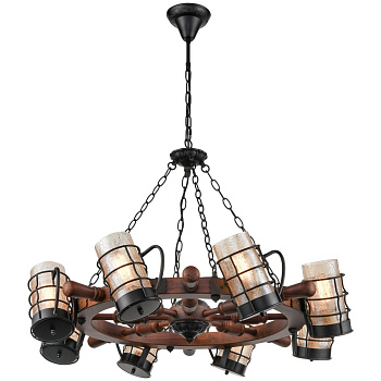 Светильник подвесной Дуб, Черный/Янтарный E27 8*40Вт 561-703-08 VELANTE