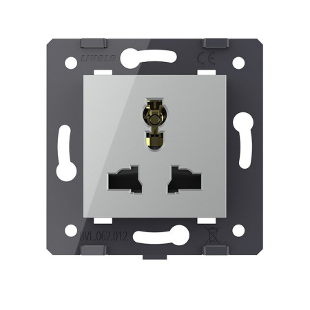 Розетка универсальная с з/з с защитными шторками 16A, цвет серый (механизм) Livolo