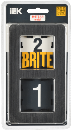 BRITE Рамка 2-мест. РУ-2-1-Бр металл черн. RE AL IEK