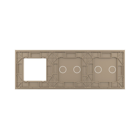 Панель тройная: 2 выключателя + 2 выключателя + 1 розетка Золотая Livolo