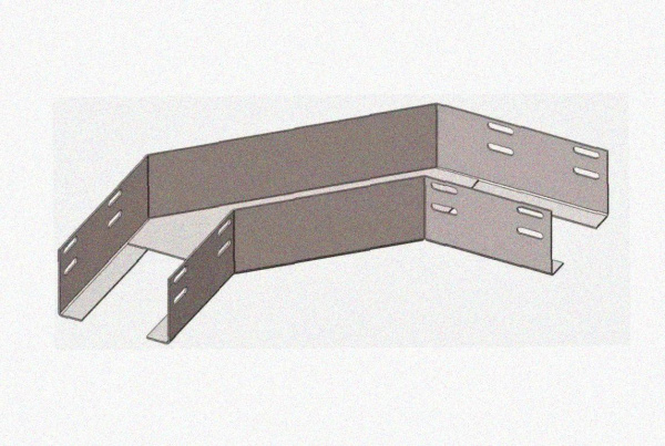 Лоток угловой перфорированный КГ 150х80-90 УХЛ1 поворот на 90, оцинкованный лист S1,5