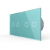 Сенсорный выключатель 4 клавиши (2-2), 2 поста Зеленый Livolo