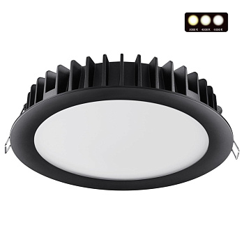 Встр.св/д св-к с перекл.цвет.темп.IP20 LED 3000К/4000К/6000К 20W 220V черный LANTE NOVOTECH