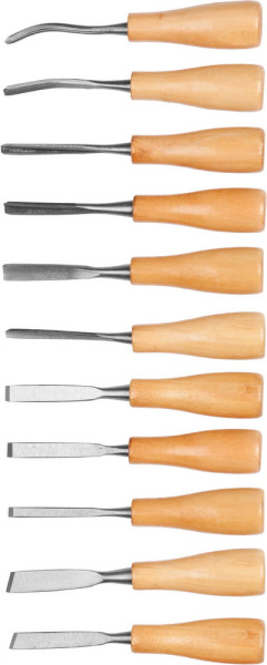 Набор: стамески фигурные "МИНИ" с деревянной ручкой, 11шт DEXX