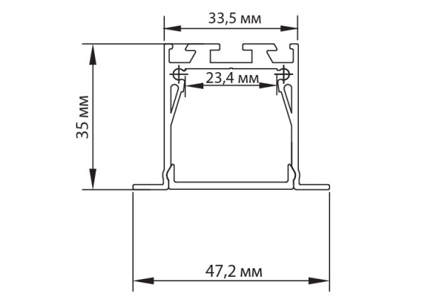 Donel врезной алюминиевый профиль, 47,2х35х2000. Цвет: Анодированное серебро,Серия:DN8ALE