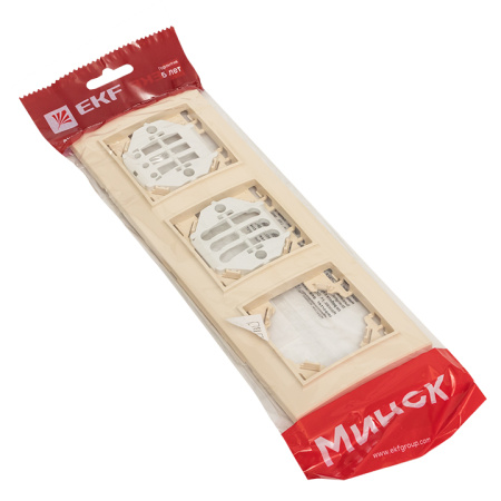 Минск Рамка 3-местная горизонтальная бежевый EKF