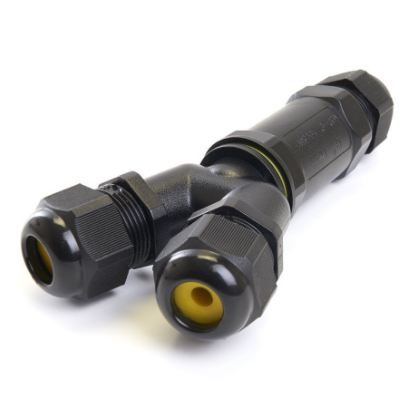 Соединитель-коннектор для проводов LD529, 3-контактный, водонепроницаемый (клемма 3pin), черный STEKKER