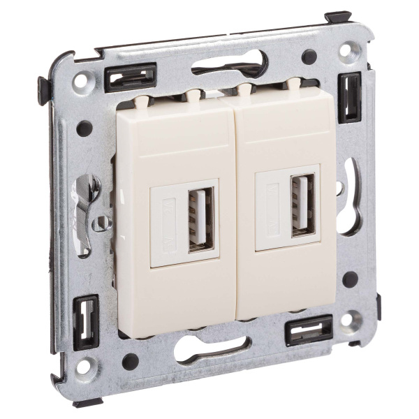 USB зарядное устройство в стену, "Avanti", "Ванильная дымка" DKC