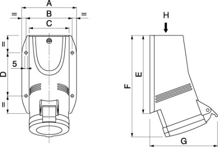 Розетка настенная с безвинтовыми клеммами IP44 16A 2P+E 230В DKC