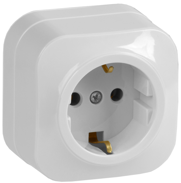Розетка одноместная ОУ РС20-3-ХБ с з/з 16А GLORY белый IEK